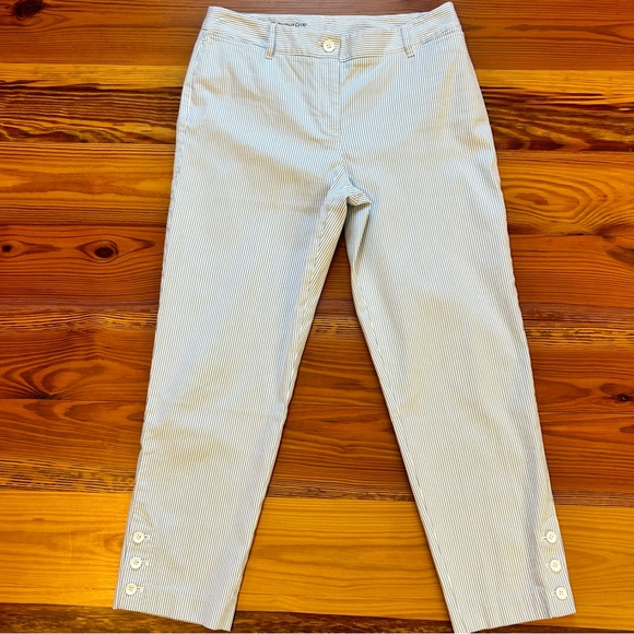 Talbots Blue and White Seersucker Pants Size 4 - Picture 1 of 8